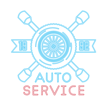 Glowing Tire Services neon-style sign